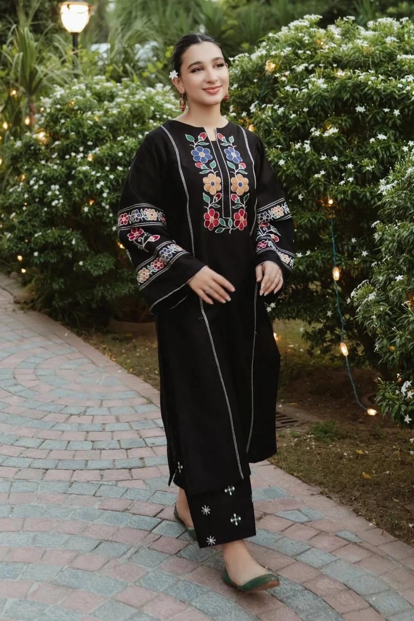 Maya Black (Stitched 2 Pcs)